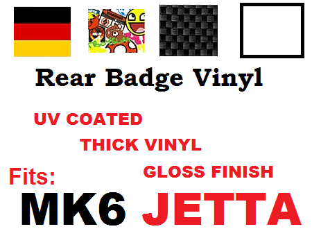 Image of Rear Badge Vinyl -Sticker bomb-German Flag-Carbon Fiber-White fits: MK6 Jetta