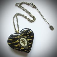 Image 3 of Black/Bronze Zebra Cameo Resin Heart Pendant - ON SALE - WAS £15 NOW £10