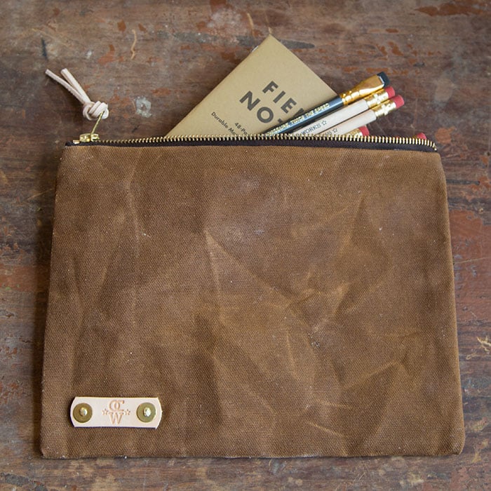 Waxed Canvas Large Pencil Pouch / Old Church Works - Leather Notebook  Covers - Leather Notebook Covers for a5 Moleskine Journals and Field Notes  Notebooks
