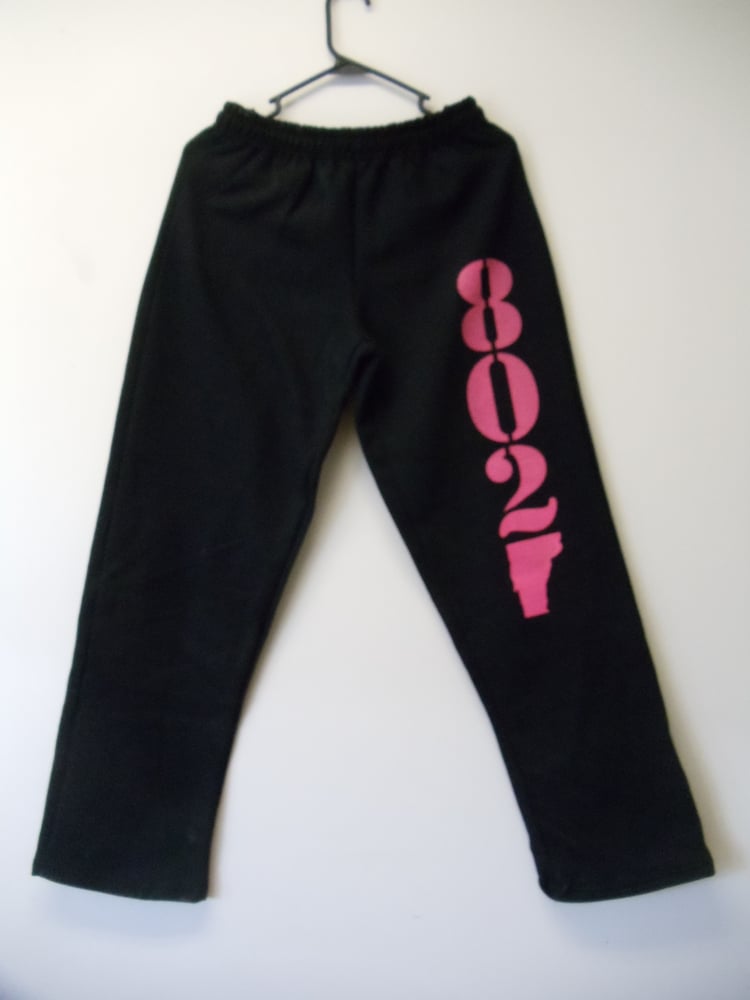 Image of 802 Vermont Sweatpants 8oz - Pink 802 Black Sweatpants - Vermont clothing - 802 clothing