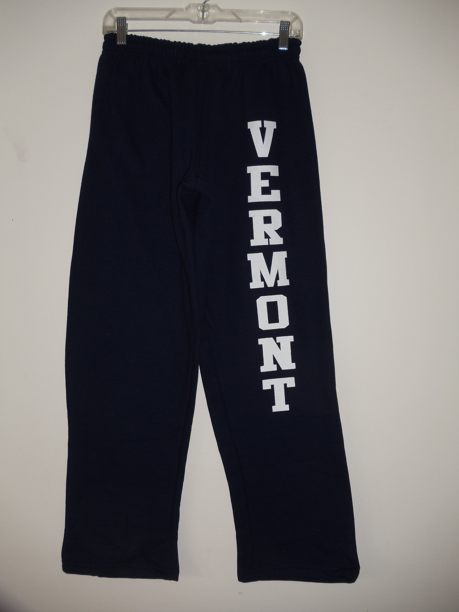 Image of Vermont Sweatpants 8oz - White on Navy Blue - Vermont clothing - 802 clothing - 802 store