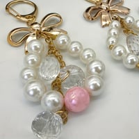 Image 4 of Elegant Bow Pearl Keychain with Crystal Drops - Perfect Gift for Her - Valentine's Day or Anytime - 