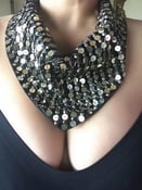Image of Black & Gold Sequin Scarf Necklace