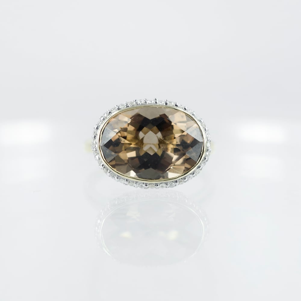 Image of Smokey Quartz and diamond dress ring