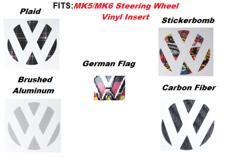 Image of Steering wheel Vinyl Insert Plaid/Stickerbomb/Carbon Fiber Fits: Jetta/GTI/Golf/Bora MK5/MK6
