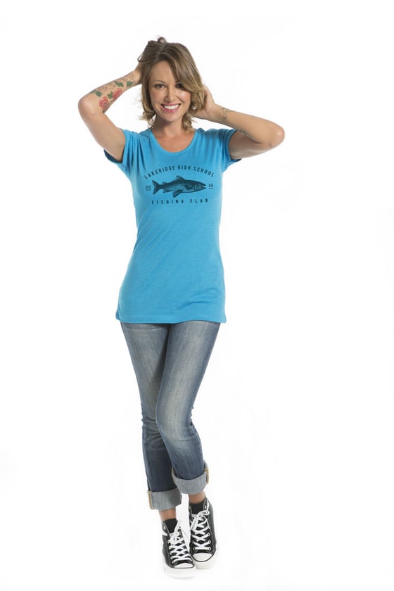 Image of Lakeridge HS Fishing Club Ladies Crew Neck Tee Royal Blue