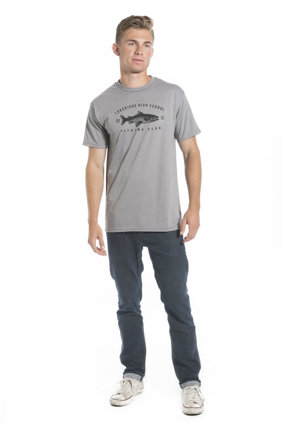 Image of Lakeridge HS Fishing Club Guys Crew Neck Tee Grey