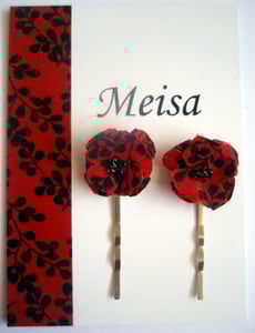 Image of Red & Black Floral - Hair Slides (bobby pins)