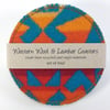 Wool & Leather Coasters - Orange/Turquoise