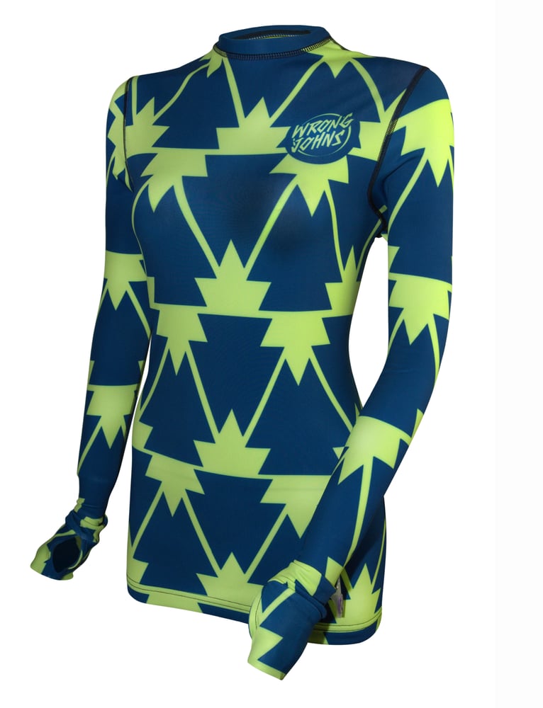 Image of Womens Blue/Neon Trees Thermal Top