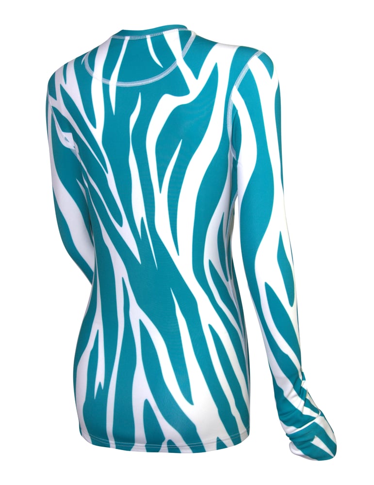 Image of Womens Turquoise Tiger Print Thermal Top