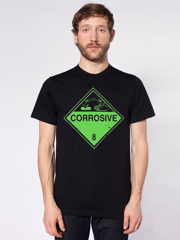 Image of Corrosive Warning T - Sci-fi Industrial Hazardous Shirt