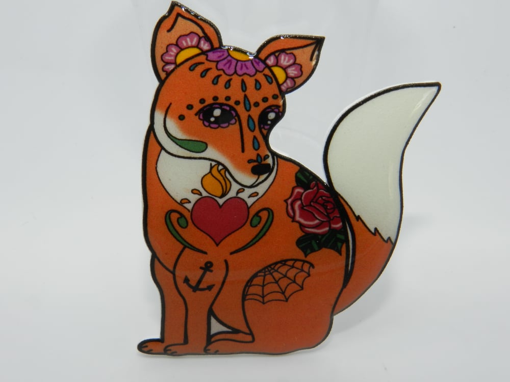 Image of Mr Fox Tattoo Brooch
