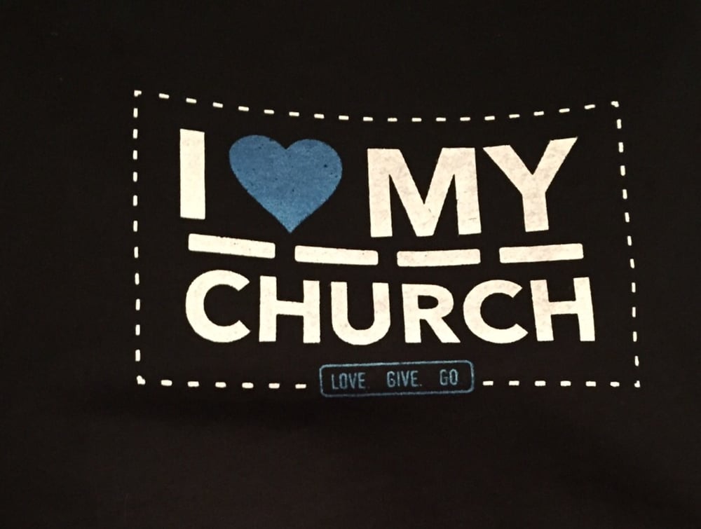 Image of I Love My Church black Pull over hoodie (unisex)