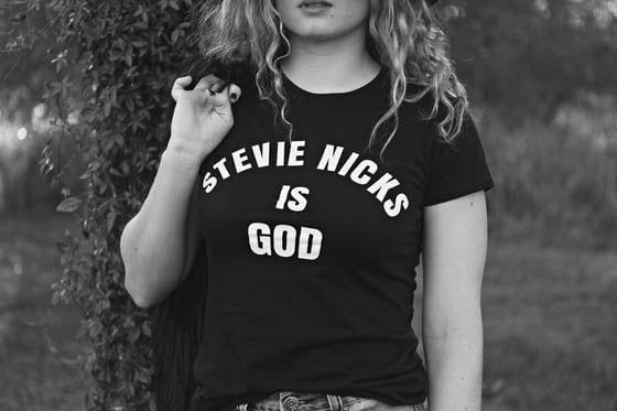 Image of stevie nicks is god t-shirt.