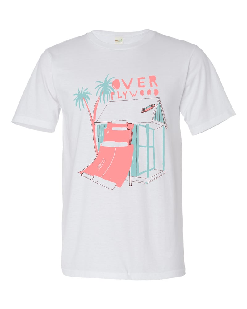 Image of Over Ply Wood/Furr/Exist collaboration Langland beach hut t-shirt