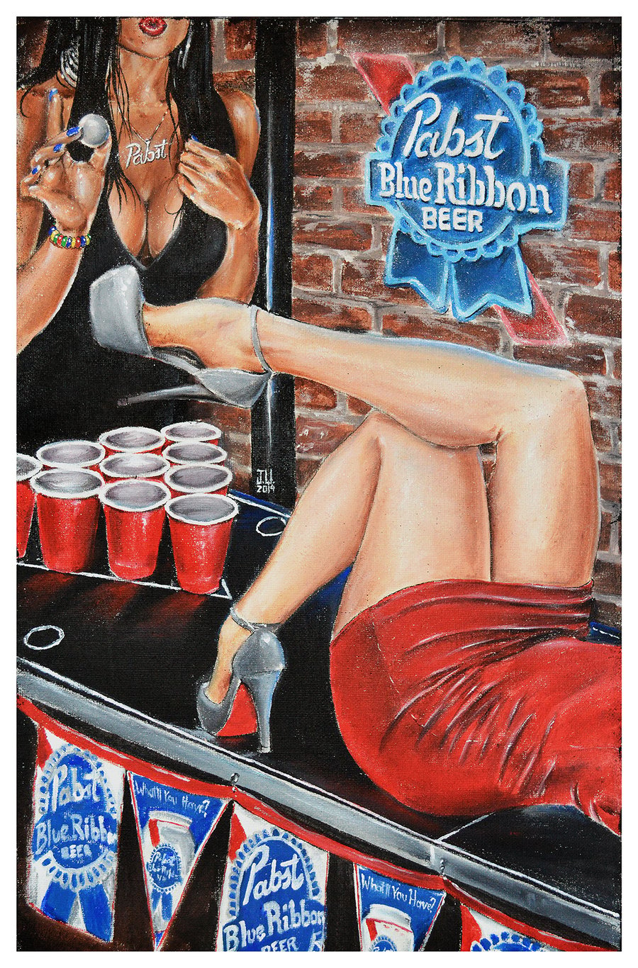Image of JEREMY WORST PBR Beer Pong Original Artwork Signed Print