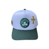 Art Of Fame/ Celtics Clover Crossover Logo/ embroidery 5-Panel K-Frame Hat/ Hunter Green & White 