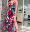 Red flower summer dress 