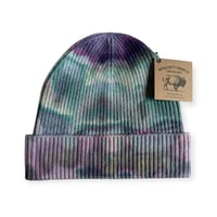 Image 1 of Adult Knit Cuff Beanie in Muted Cool Ice Dye