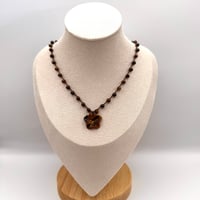 Image 2 of Tiger's Eye Carved Flower Necklace
