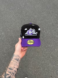 Image 5 of  MULTI TONE BLACK PURPLE CORDUROY COLORADO ROCKIES CUSTOM FITTED CAP