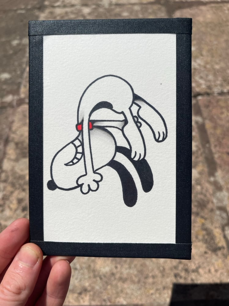 Image of “Back Flip” snoopy 6x4 tape framed original 
