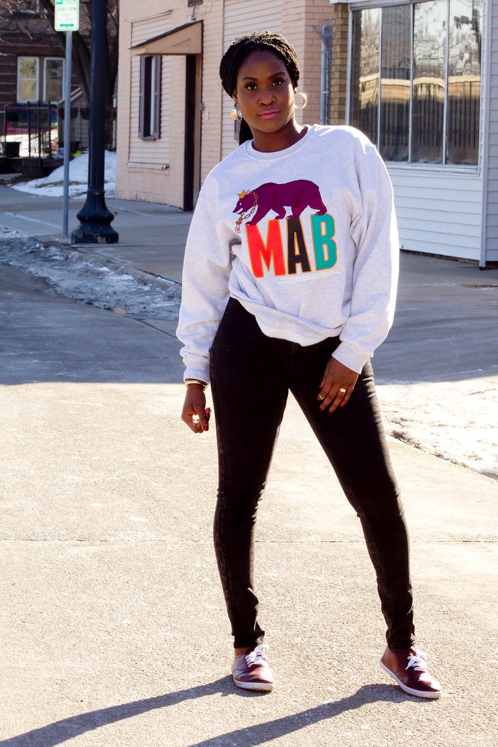 Image of MAB REPUBLIC PLUM BEAR CREW NECK SWEATERS 