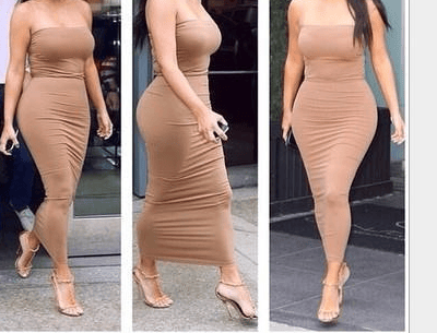 Image of CUTE PURE COLOR STRAPLESS DRESS BROWN