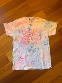 Image 2 of Rainbow tie dye  Shirt with ‘Energies’ in light purple (L)