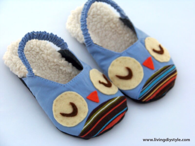 Image of Owl and Chicks Kid's Slipper Sewing Pattern