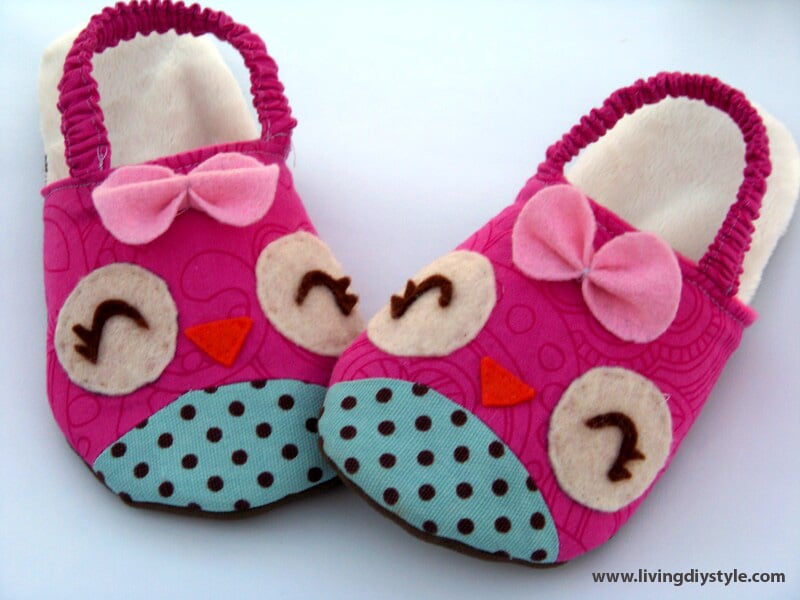 Image of Owl and Chicks Kid's Slipper Sewing Pattern