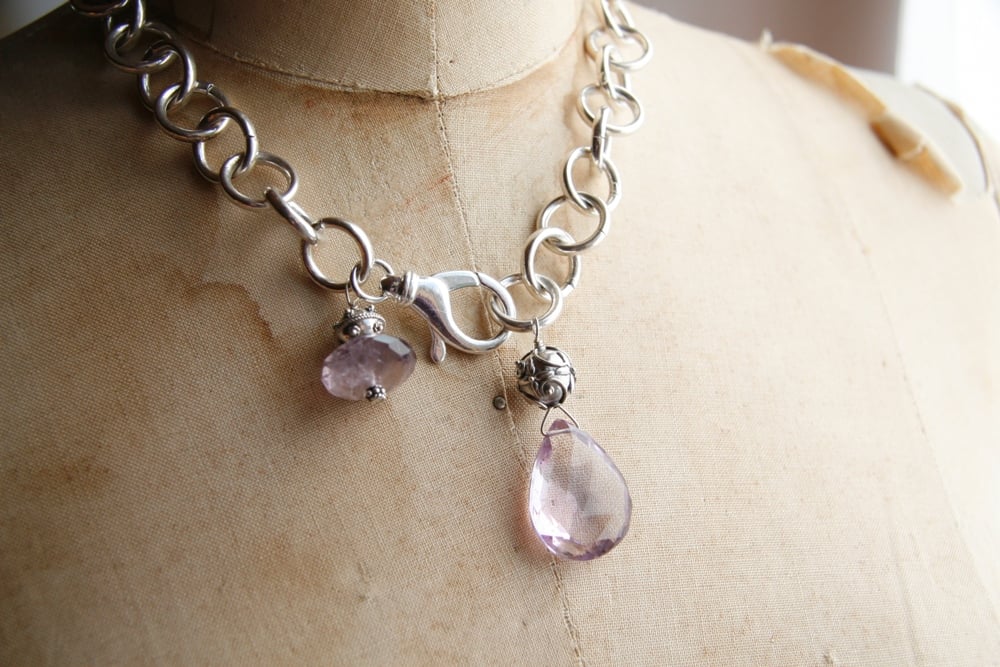 Sterling Chain with Lilac Amethysts