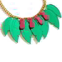 Image 3 of Tropical Leaf Necklace- Pink Pineapples - Pre-Order