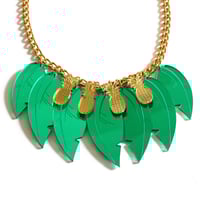 Image 4 of Tropical Leaf Necklace - Gold Pineapples - Pre-order