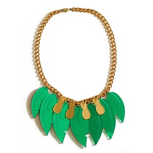 Image of Tropical Leaf Necklace - Gold Pineapples