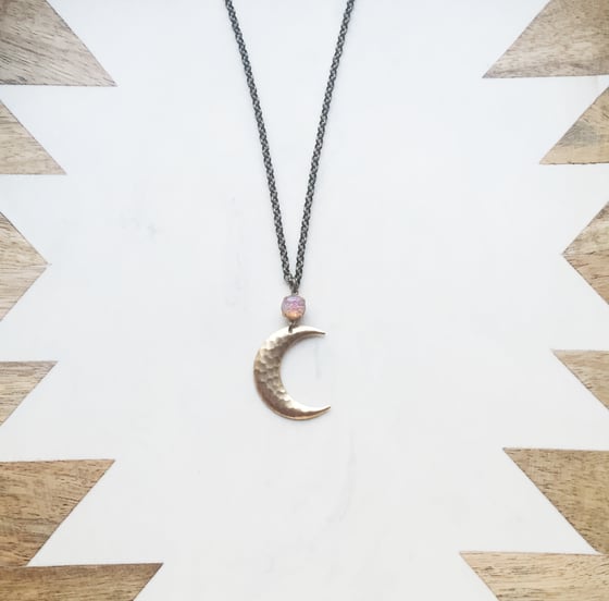 Image of Opal Crescent Moon Necklace