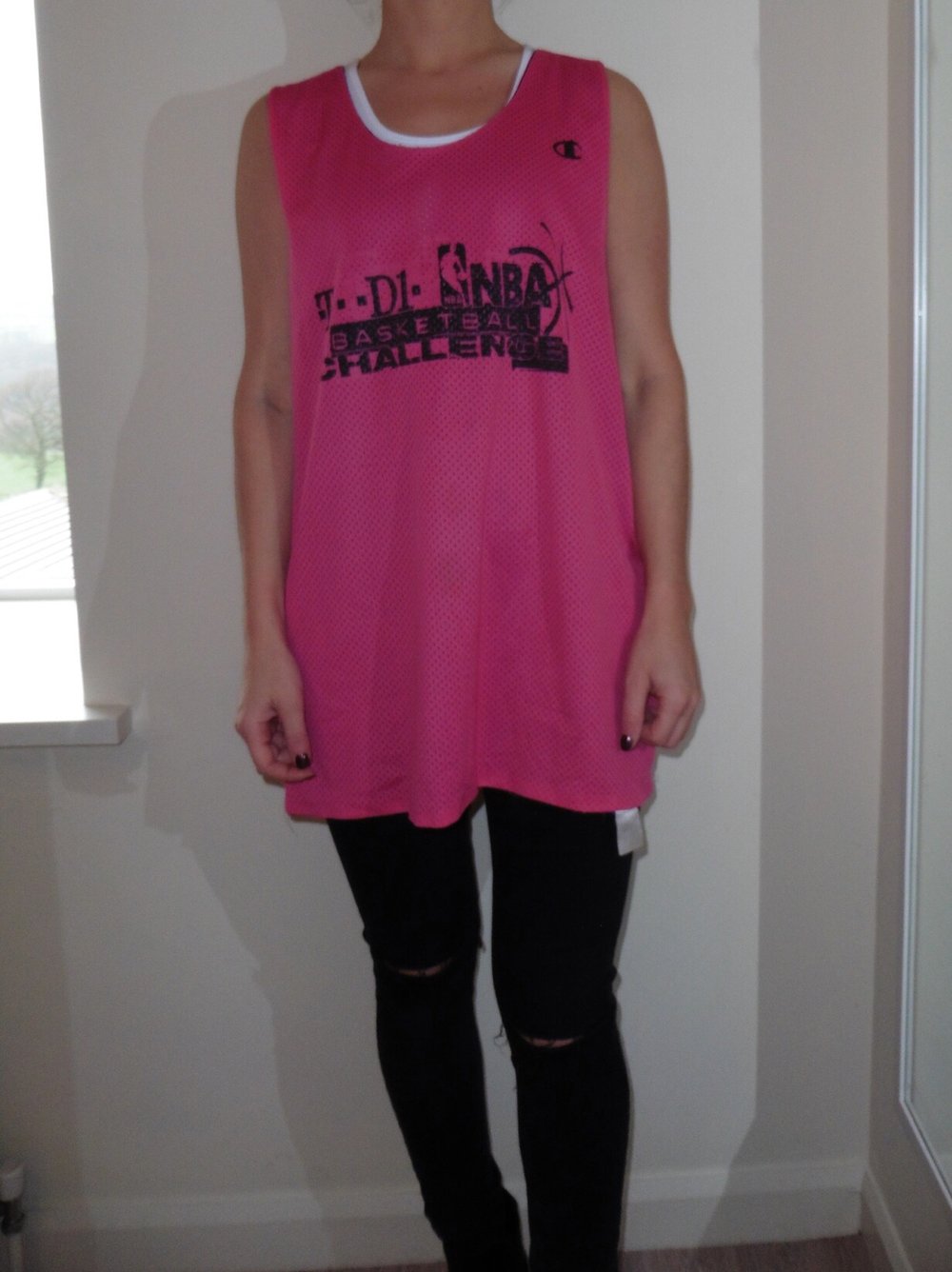 Image of Pink/Blue CHAMPION Vintage Reversible Basketball Shirt (012)