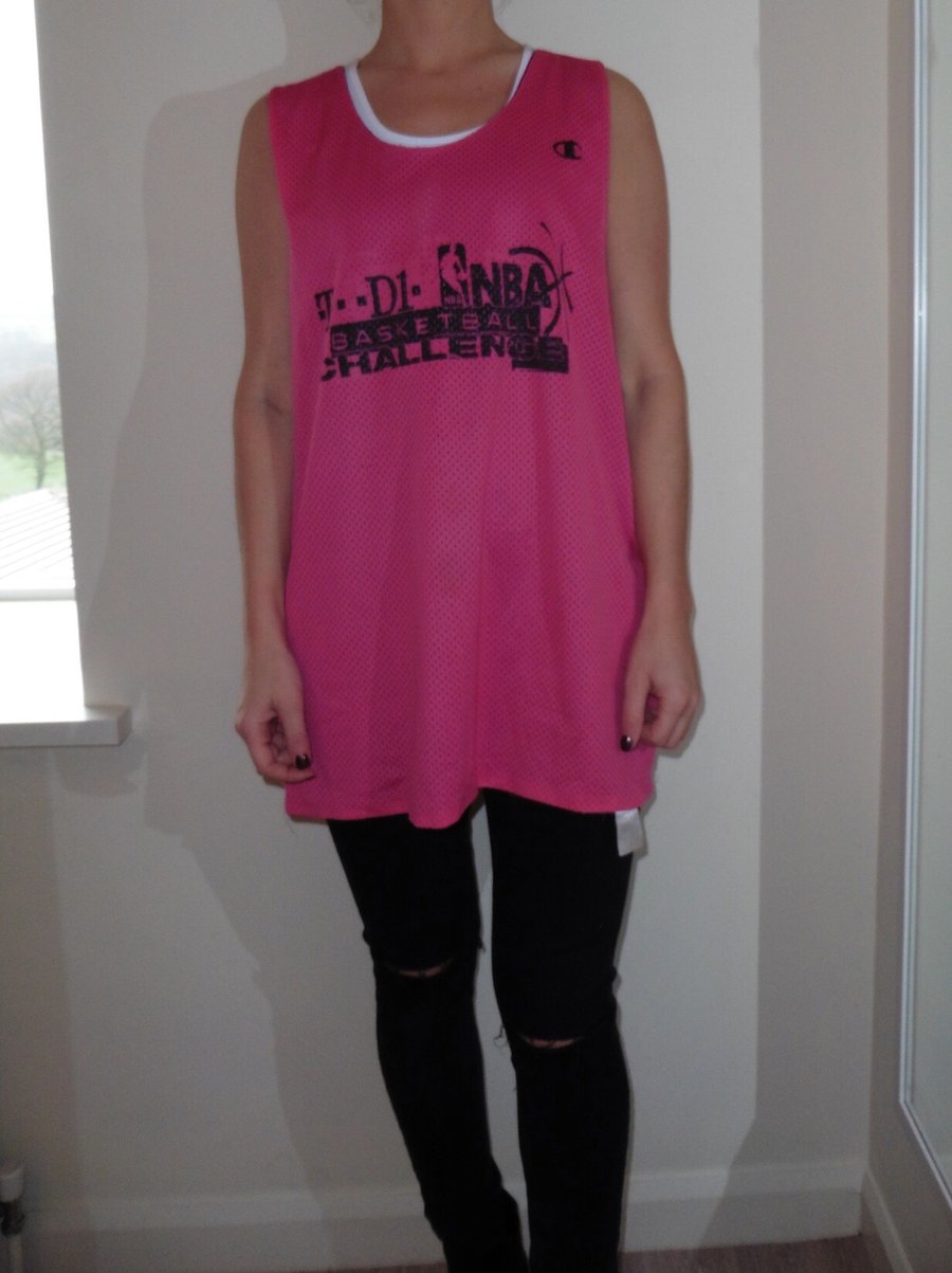 Image of Pink/Blue CHAMPION Vintage Reversible Basketball Shirt (012)