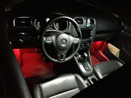 Image of 2pc 6 LED Wafer Footwell set in Crisp White/Red/Blue Fits: Audi Models with the 194 wedge footwells