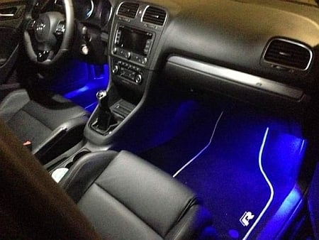 Image of 2pc 6 LED Wafer Footwell set in Crisp White/Red/Blue Fits: Audi Models with the 194 wedge footwells