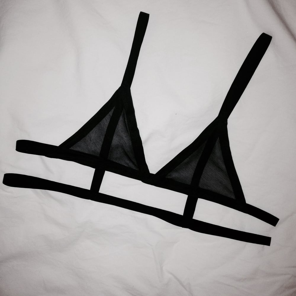 Image of Black Or White Caged Triangle Bra