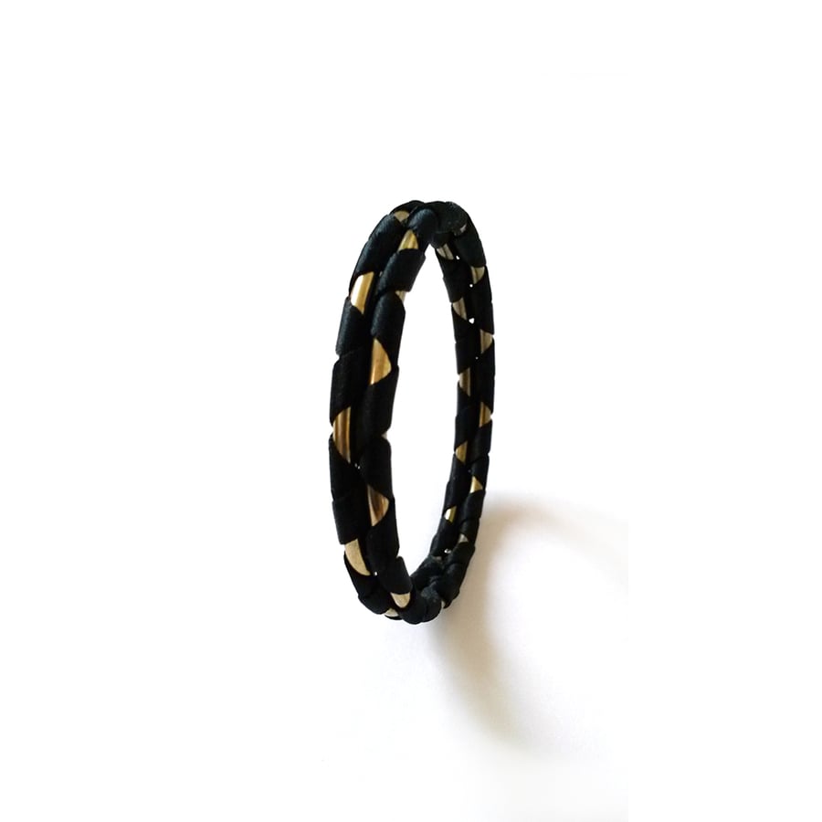 Image of Madake double bracelet #1151, color 10B or 3S (carbon/bronze or garnet/silver)
