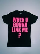 Image of "LINK ME" Female T-Shirt (Black//Magenta Pink)