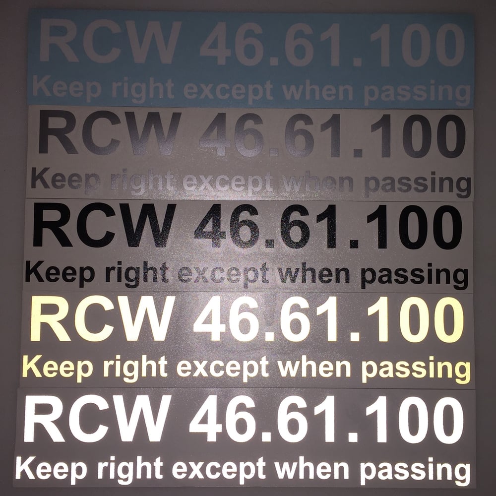 Image of RCW 46.61.100 - Keep Right VINYL DECAL