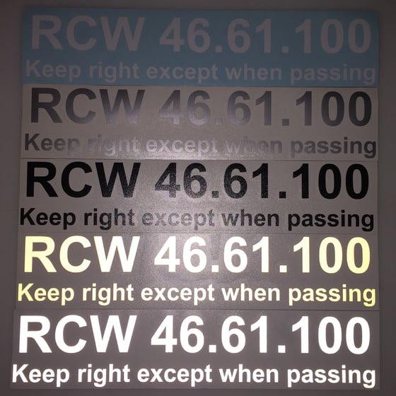 Image of RCW 46.61.100 - Keep Right VINYL DECAL
