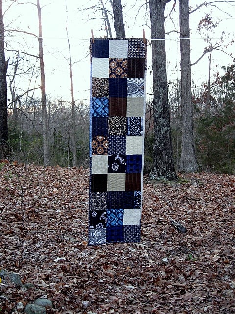 Image of table runner, wall hanging - 50" x 13.5" - squares - 3 color choices