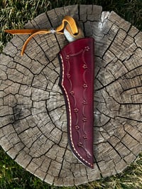 Image 1 of Damascus steel w/leather sheath