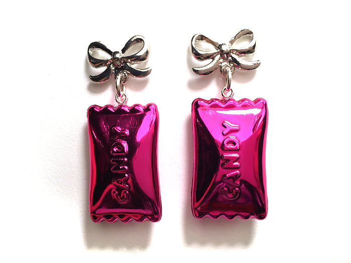 Image of Candy Pop earrings ~ Wrapped Hot Pink