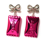 Image 1 of Candy Pop earrings ~ Wrapped Hot Pink